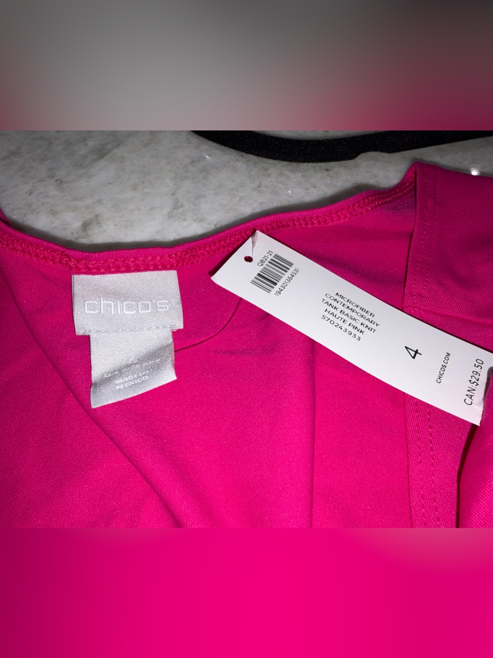 NEW! Chico's Microfiber Contemporary Layering Basic Knit Tank Haute Pink Size 4 - Picture 3 of 3